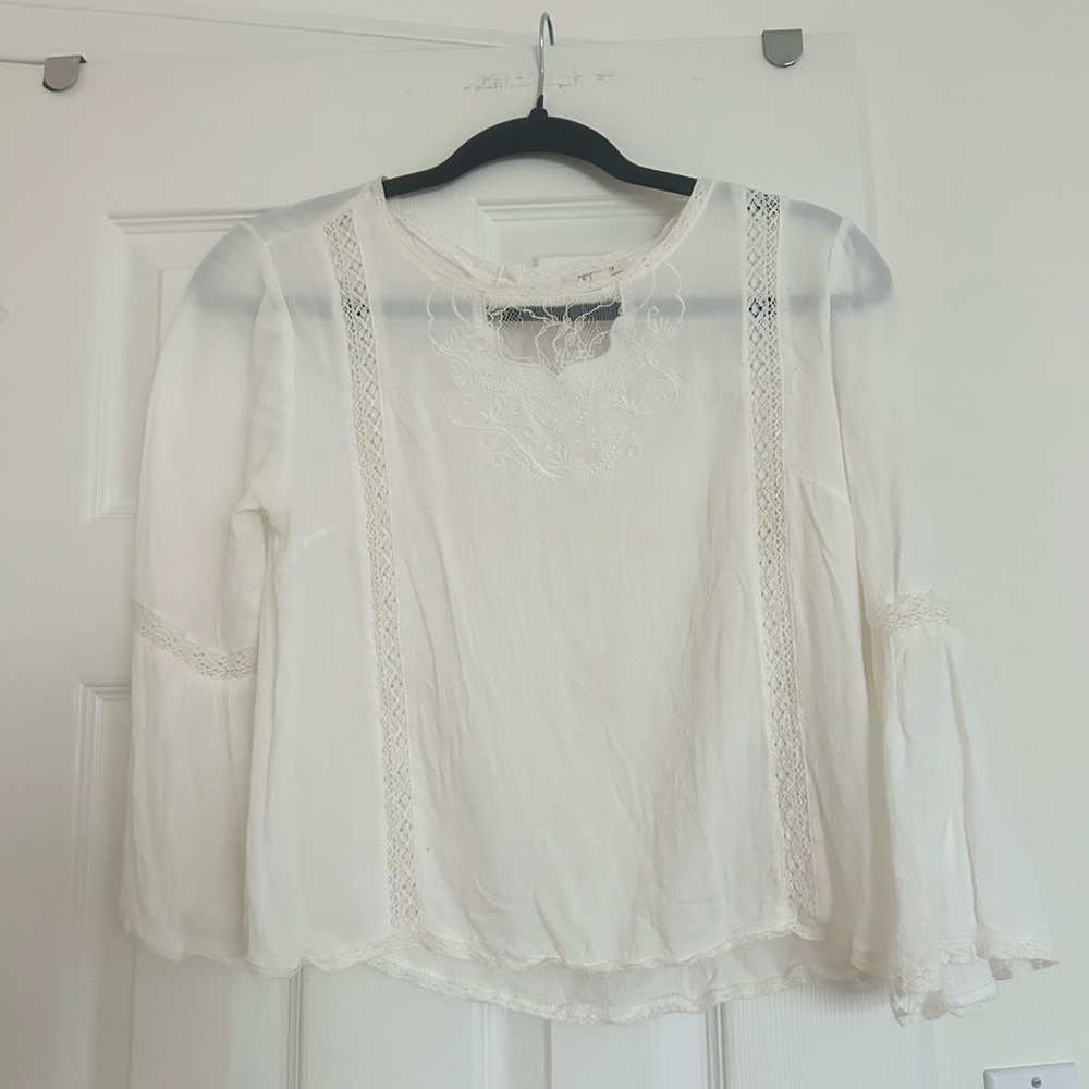 Elegant White Lace Trim Women's Top